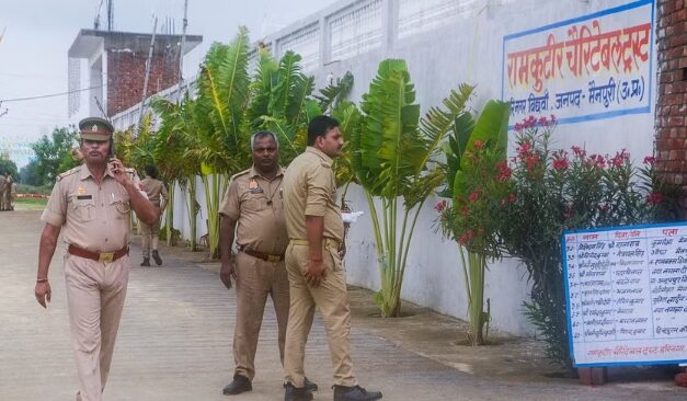 Uttar Pradesh police enter Harthras preacher’s Mainpuri ashram to check security, say he is not there.