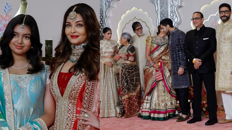 At Mr. and Mrs. ambani wedding, Aishwarya Rai Bachchan arrives with her daughter Aaradhya alone.