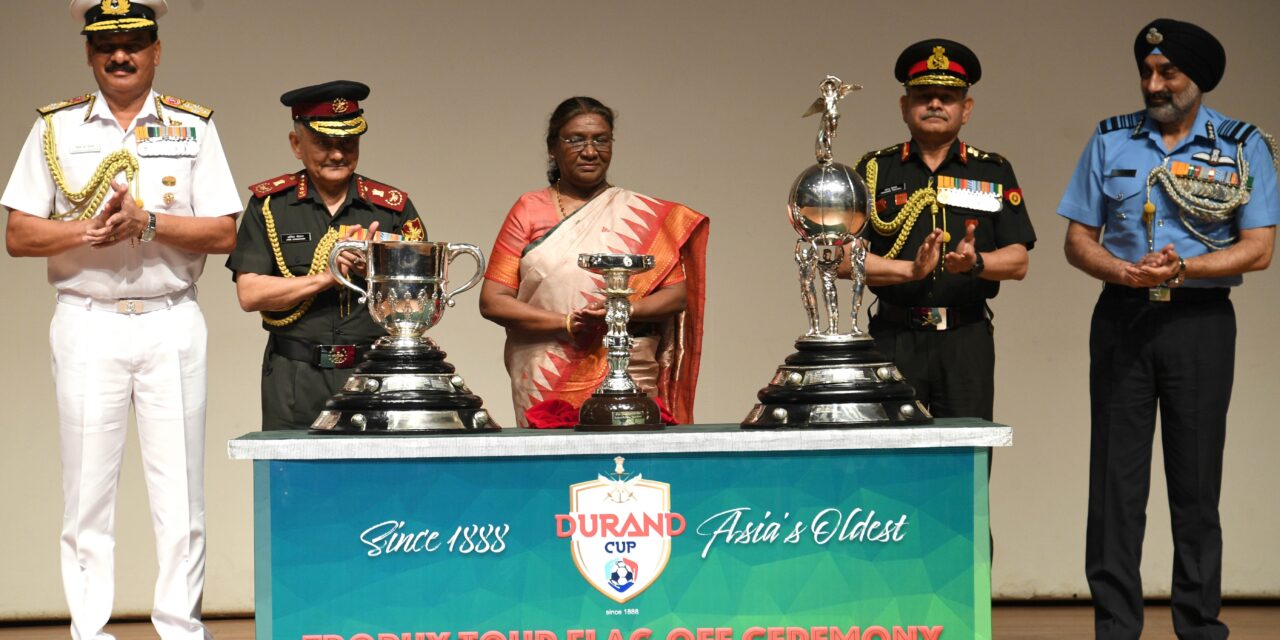 PRESIDENT OF INDIA UNVEILS THE TROPHIES OF DURAND CUP TOURNAMENT