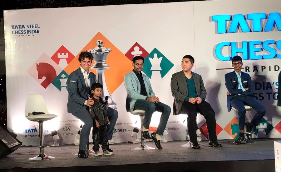 Three-Year-Old Chess Prodigy Anish Sarkar Meets Magnus Carlsen, Receives Inspiring Advice