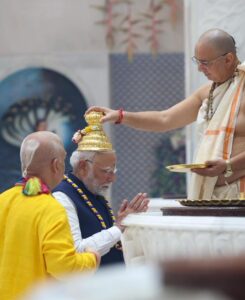 Prime Minister Modi inaugurates the Sri Sri Radha Madanmohanji temple at ISKCON Kharghar, Mumbai.