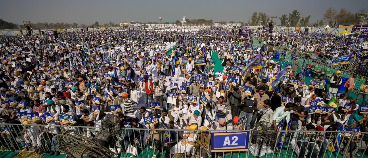AAP National Convenor Arvind Kejriwal & Punjab CM Bhagwant Singh Mann demonstrate strength against drug traffickers at Village Defence Committee oath ceremony in Moga