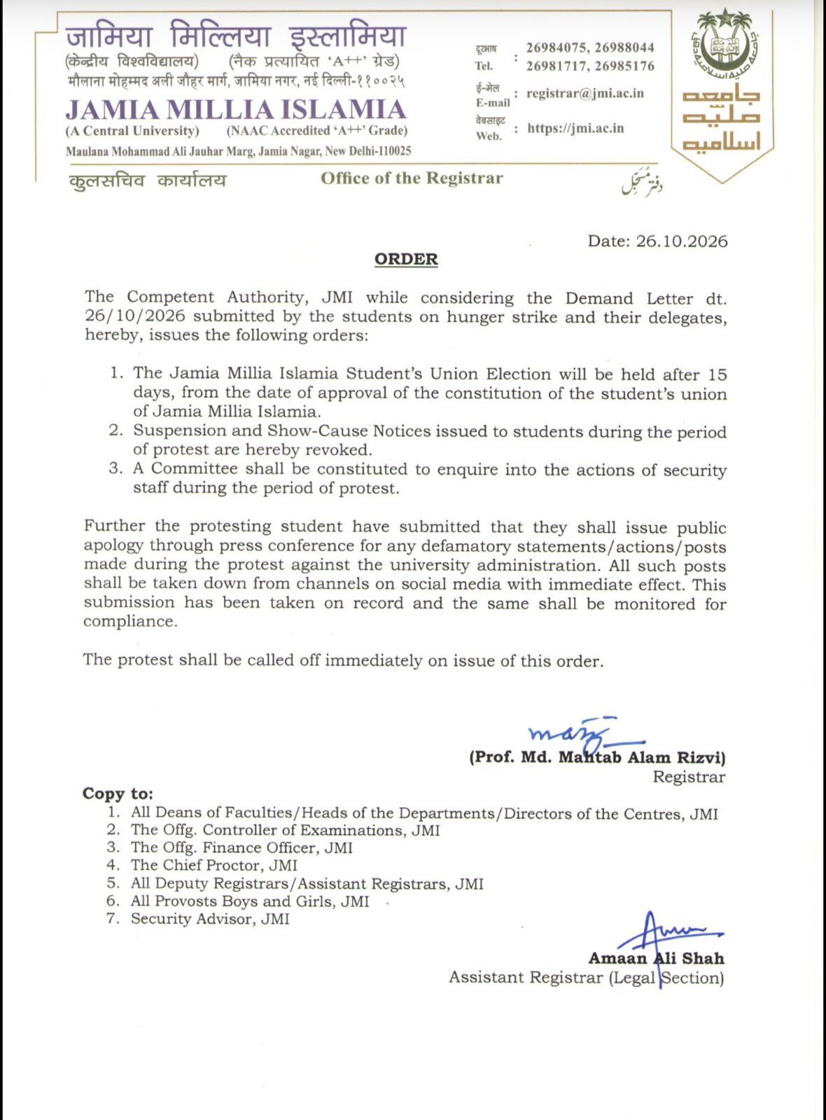 Jamia Agrees To Hold Union Elections Following Protests