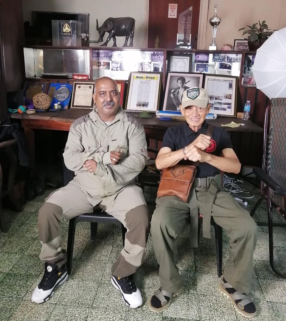 Left to right shifu Kumar with his teacher and buddy late GT Leopoldo T. Gaje Jr. at his residence in Bacolod , Negros, Philippines.